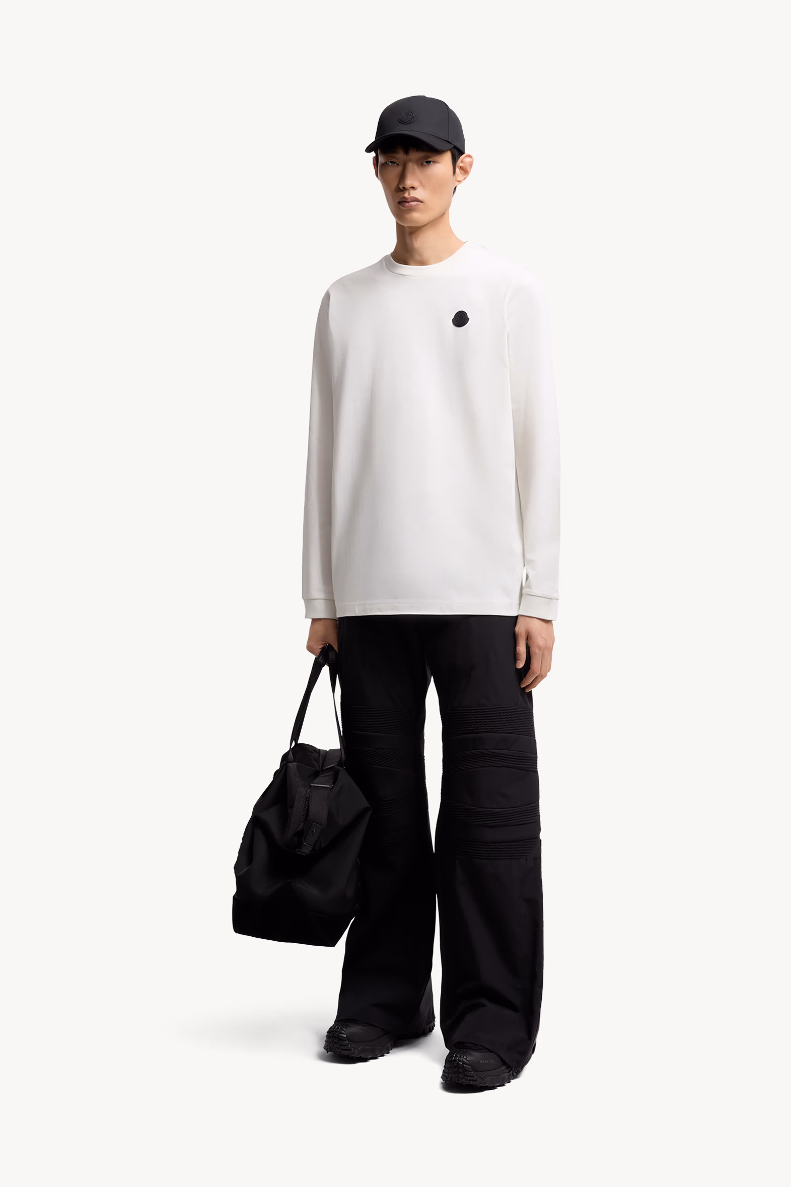 Graphic Logo Long Sleeve Cotton T-Shirt Men White Moncler 0